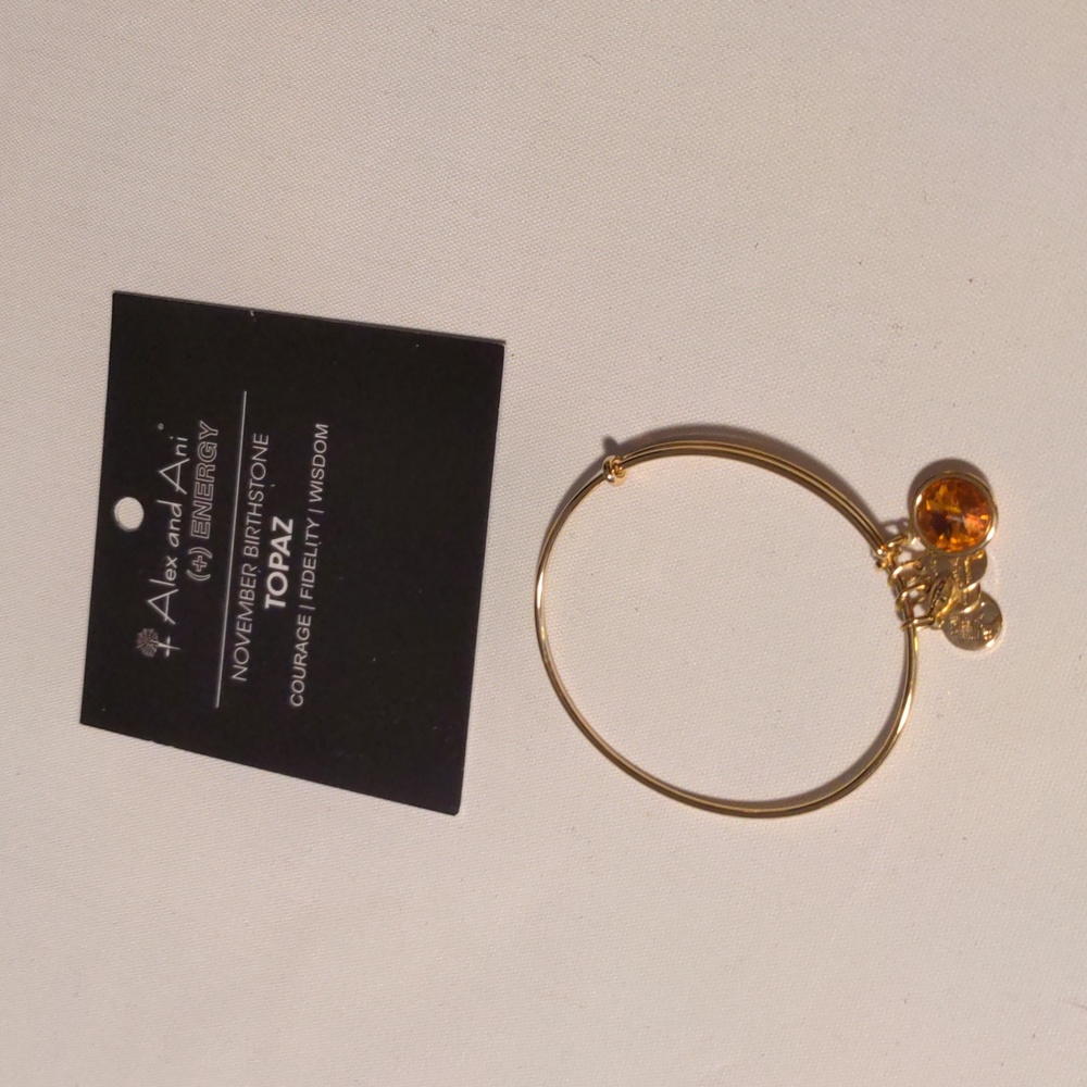Alex and Ani November Topaz Birthstone Bangle Bracelet Gold Stone/Gold Tone